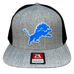Detroit Lions 3D PVC Patch Flat Bill Hat- Heather Grey/ Black